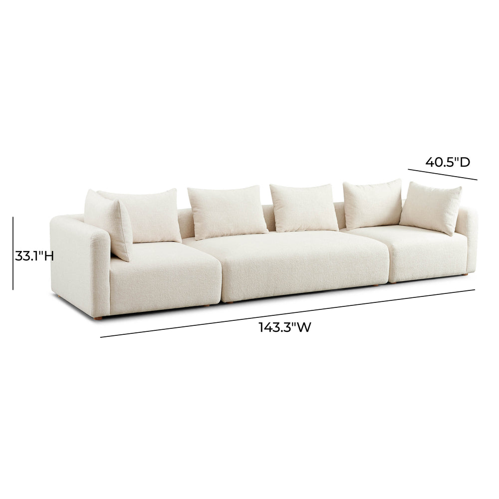 Hangover 145" Heavy Textured Fabric Long Sofa dimensions