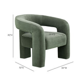 FOAK Malone Accent Chair profile view showing curved ergonomic structure