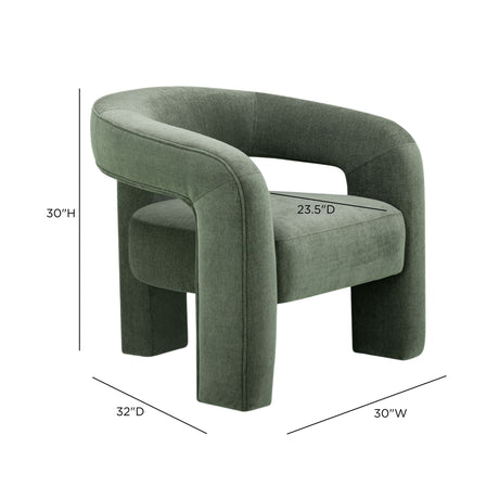 FOAK Malone Accent Chair profile view showing curved ergonomic structure