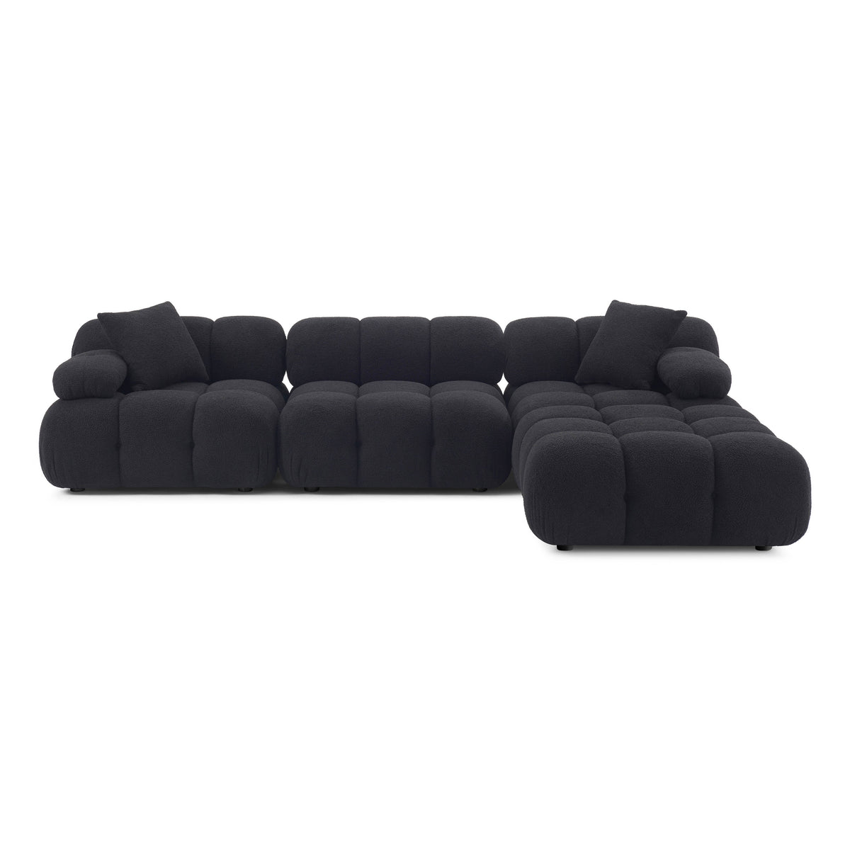 Calliope modular sectional corner piece rear angled view showing seamless upholstery