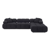 Calliope modular sectional corner piece rear angled view showing seamless upholstery