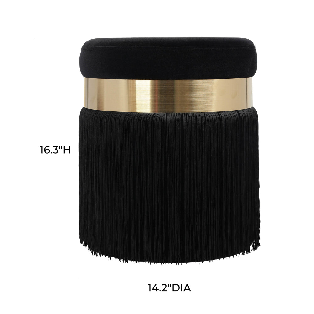 Melody Velvet Tasseled Ottoman dimensions
