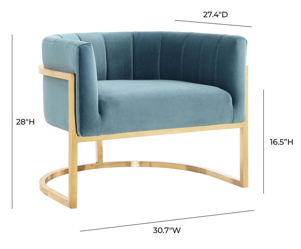 Magnolia Velvet Accent Chair with Gold Base dimensions