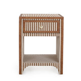 Kora 18" Cotton Jute 1-Drawer Contract-Grade Nightstand - View 1
