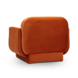 Three-quarter view of rounded contours on Azalea Performance Velvet Accent Chair