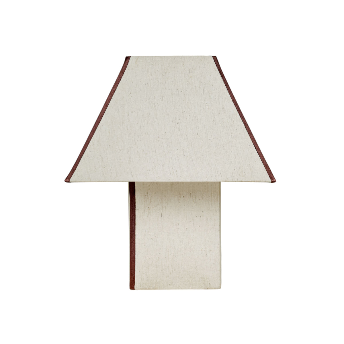 Josephine pyramid table lamp with soft fabric shade and black contrast piping detail