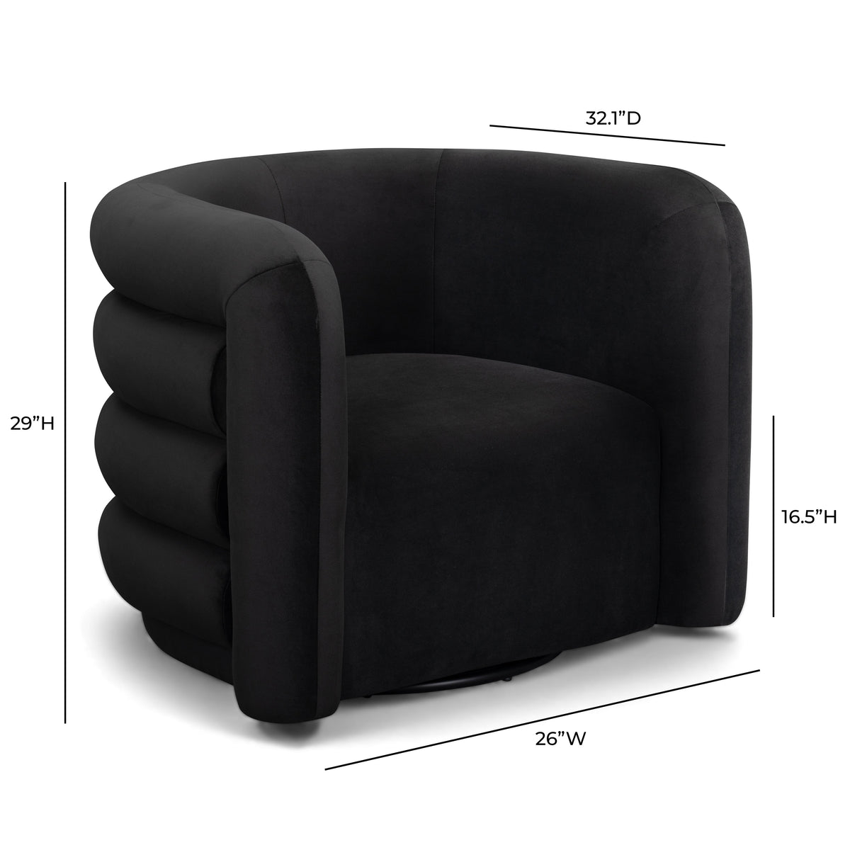 Curves Performance Velvet Swivel Accent Chair - View 8