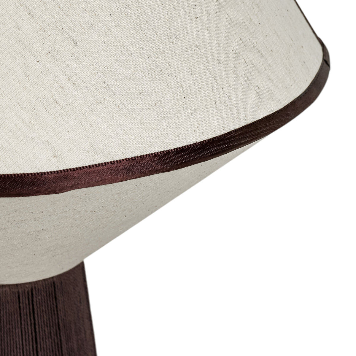 Close-up detail of contrast edge piping on fabric shade of Josephine table lamp