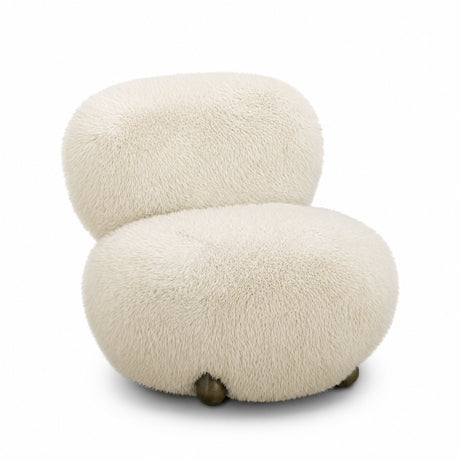 Detailed close-up of the tailored seat cushioning on the Natural Pucker Accent Chair