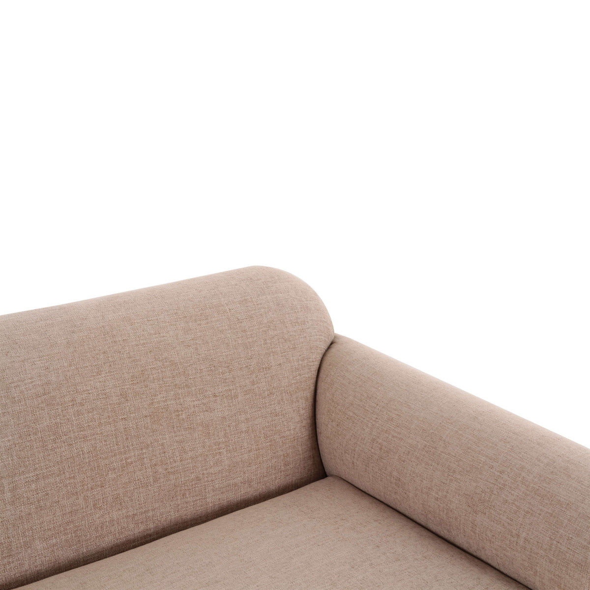 Gorge tan modular loveseat styled in a contemporary neutral lounge living space