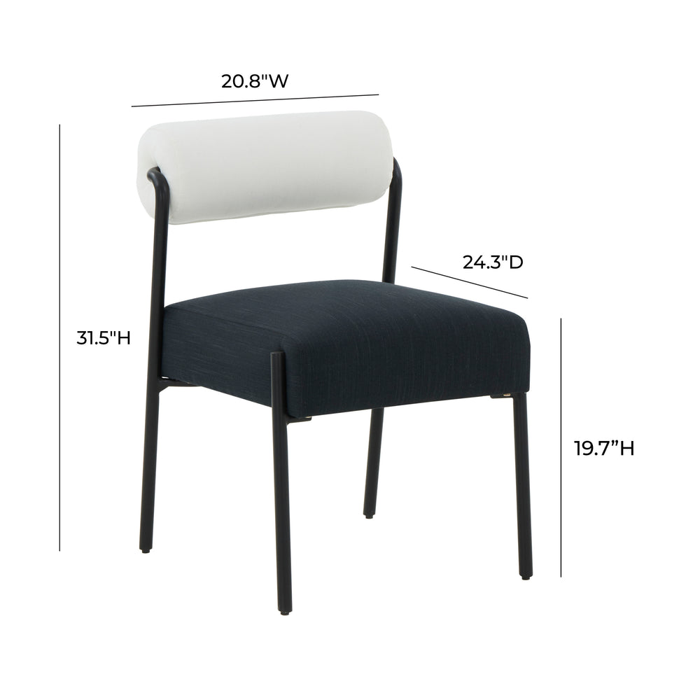 Jolene Cream and Black Performance Linen Dining Chair - Set of 2 dimensions