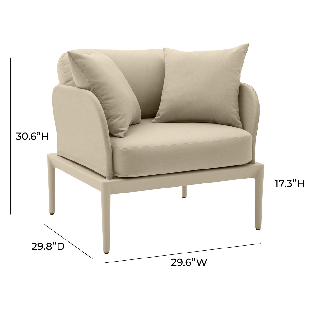 Kapri Outdoor Armchair with Removable Slipcover Cushions - Contemporary Rust-Resistant Aluminum dimensions