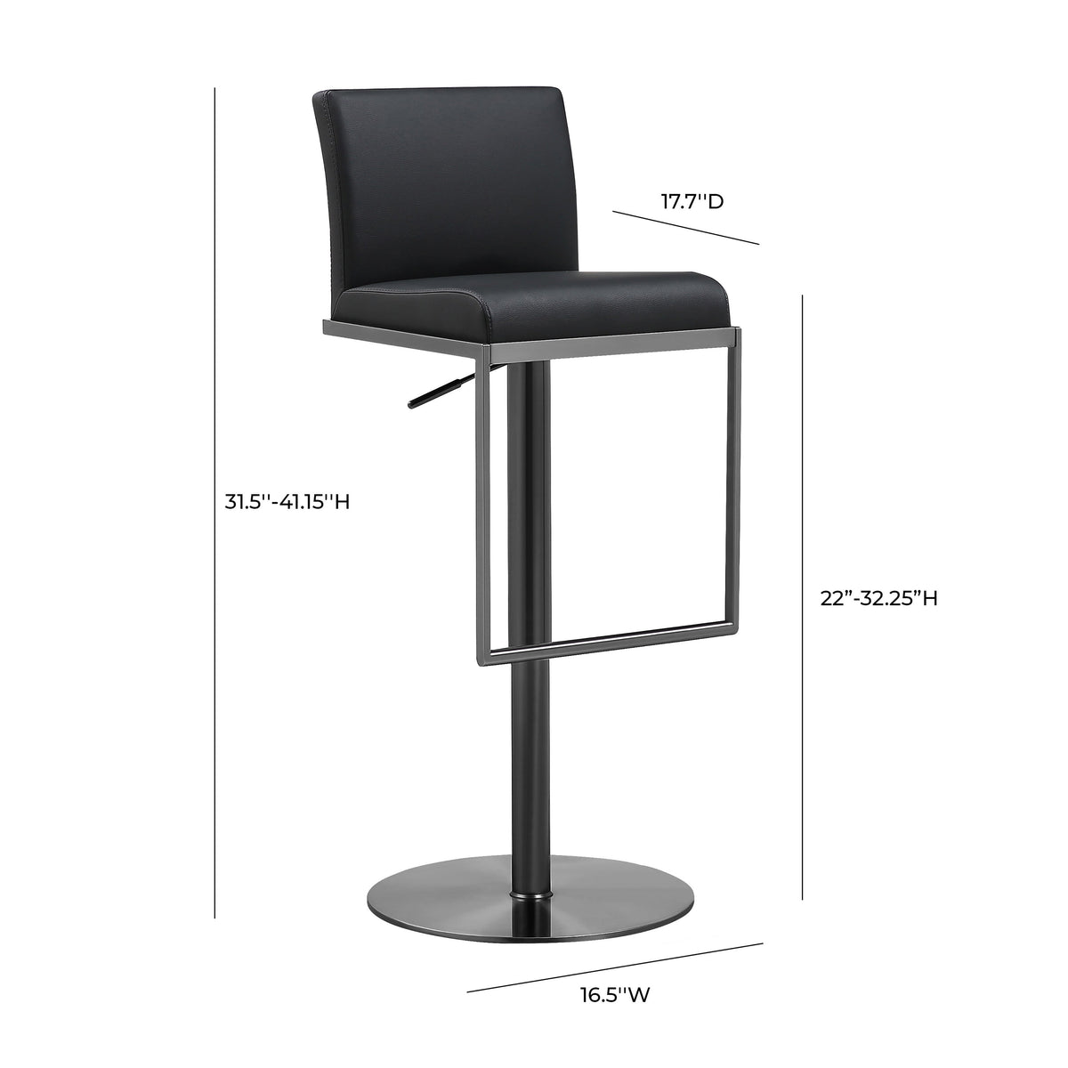 Amalfi Performance Vegan Leather Adjustable Stool - View 41