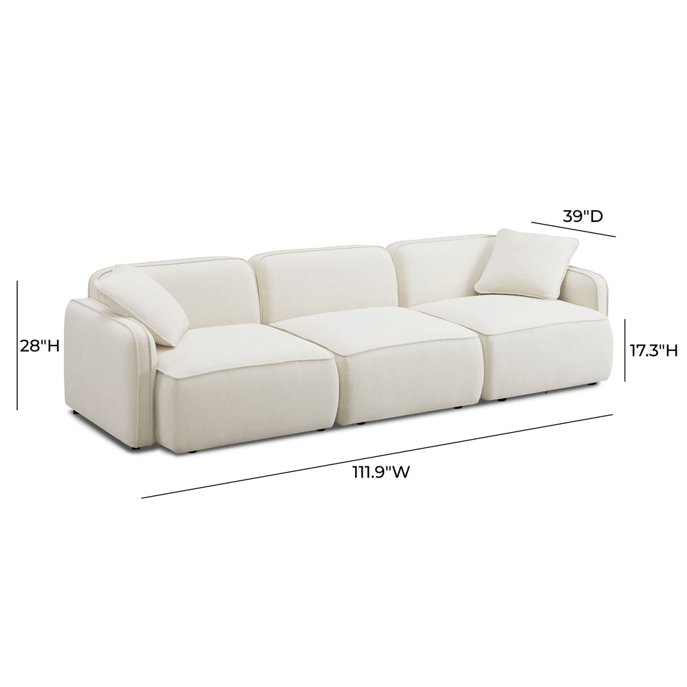 Travie Sand Upcycled Linen Modular Sofa dimensions