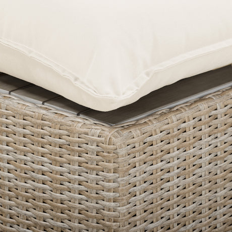 Cali 4-Piece Performance Fabric and Wicker Outdoor Sectional corner profile showing all-weather weave