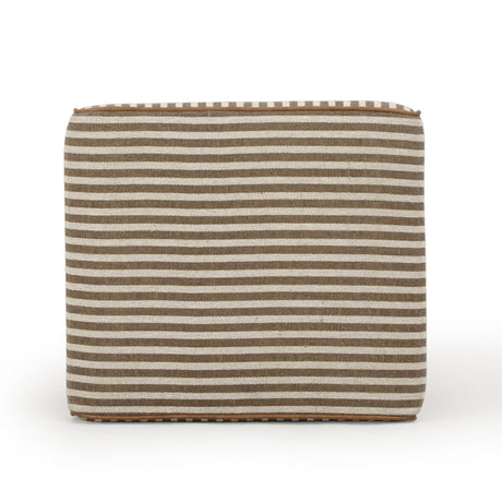 Studio lighting view of brown Byron Square Cotton Jute Ottoman
