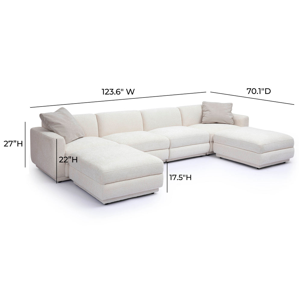 Perry 6-Piece Cream Chenille Modular U-Sectional dimensions