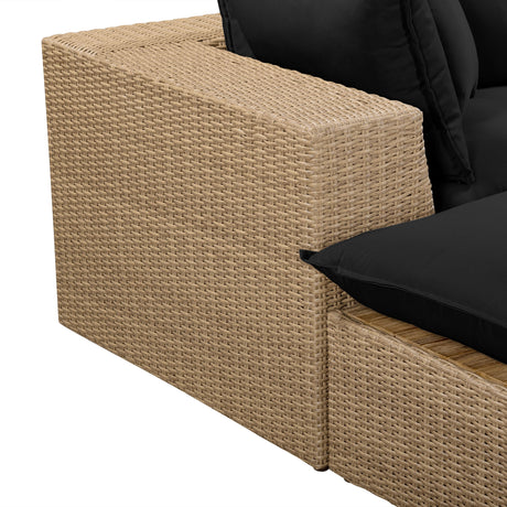 Cali 4-Piece Performance Fabric and Wicker Outdoor Sectional two-seater loveseat setup variation