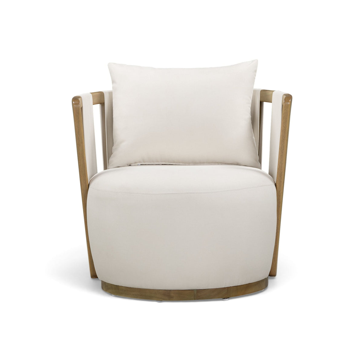 Paolo cream upcycled basketweave outdoor accent chair front view