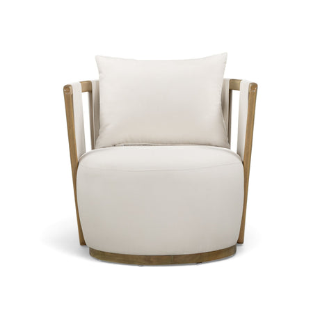 Paolo cream upcycled basketweave outdoor accent chair front view