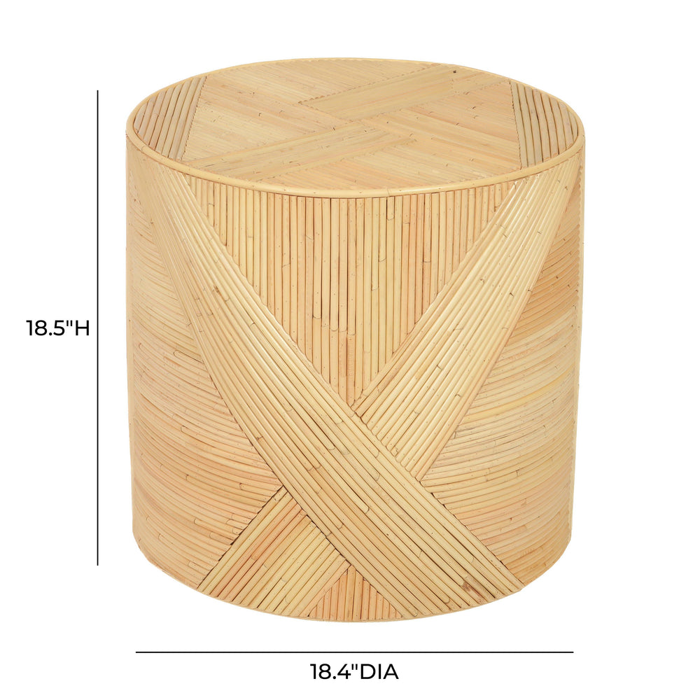 Matea Natural Rattan Cross Side Table dimensions