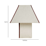 Ambient lighting display featuring the sculptural pyramid fabric table lamp