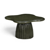 Addison 32-inch green concrete coffee table with cloud-shaped top on fluted pedestal base