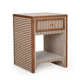 Kora 18" Cotton Jute 1-Drawer Contract-Grade Nightstand - View 4