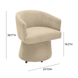 Kristen Rolling Desk Chair in Off-White chenille straight perspective