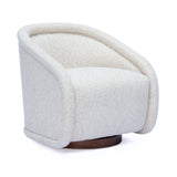 Clarke cream performance boucle swivel accent chair front view with curved shelter arms