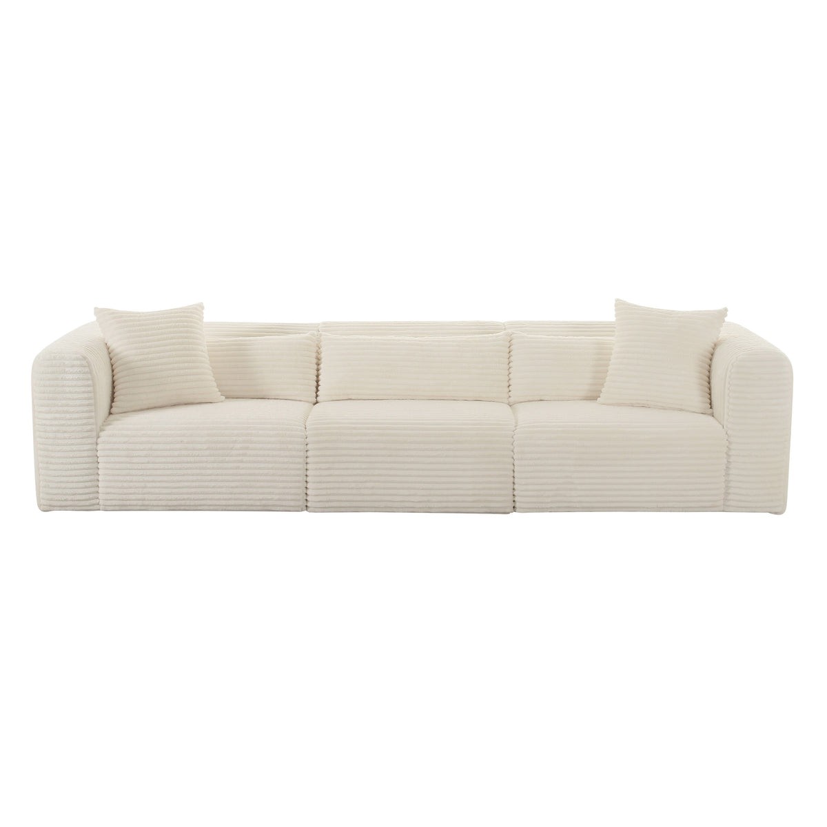 Close-up of cushion connection and seamless modular sofa joinery