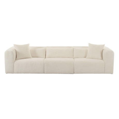 Close-up of cushion connection and seamless modular sofa joinery