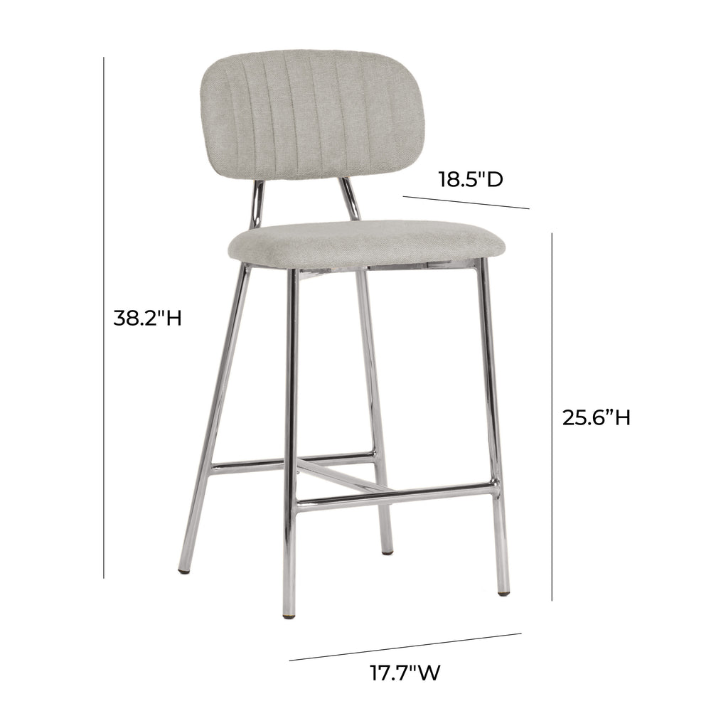 Ariana Grey Counter Stool with Silver Legs - Set of 2 dimensions