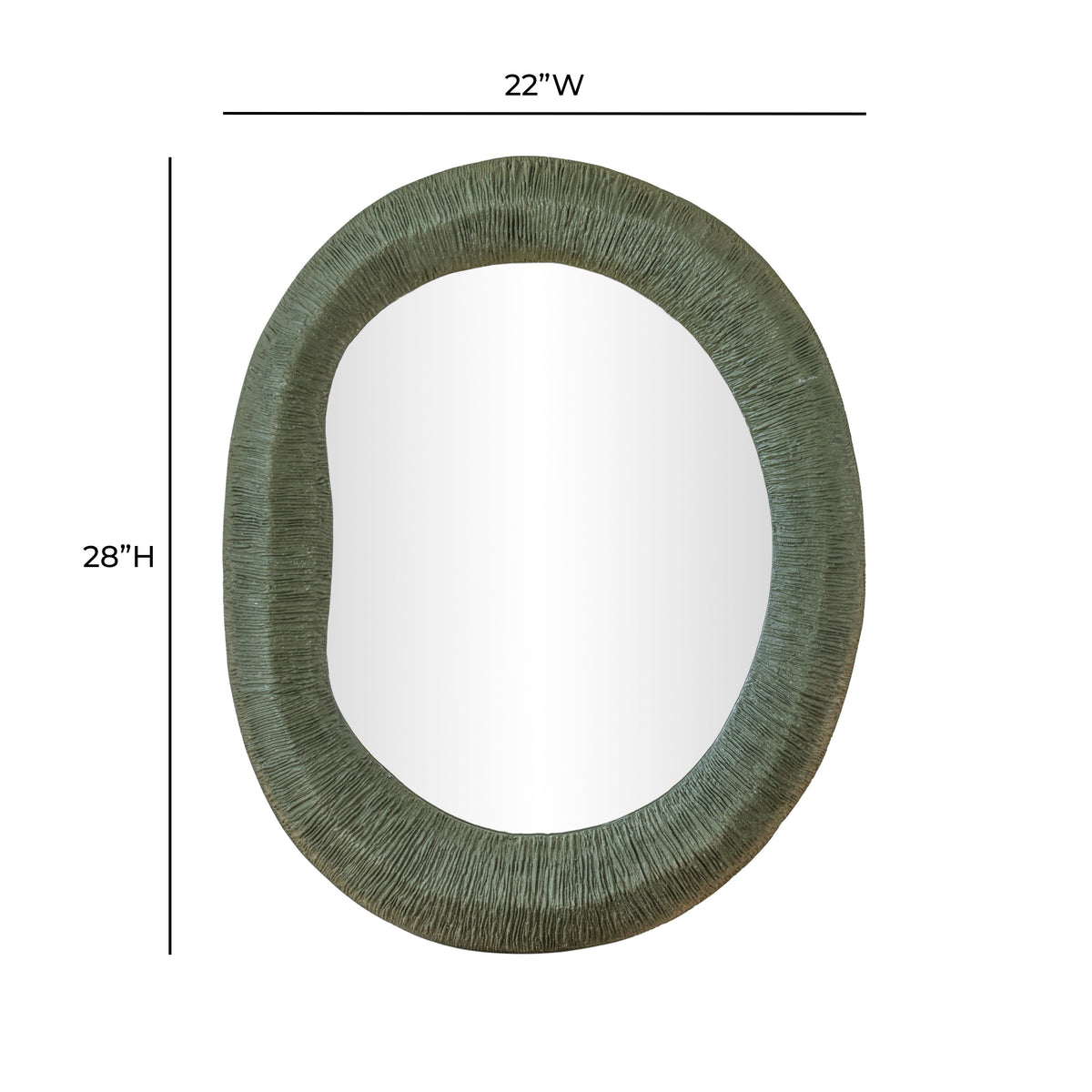 Orpheus 22"X28" Ribbed Forest Green Fiberglass Thick Wall Mirror - View 6