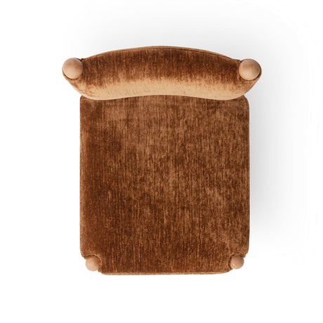 Rear perspective of the Bruno straight back dining chair showing tailored upholstery
