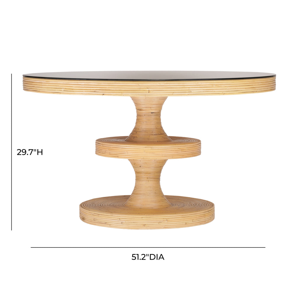 Apollonia 51" Natural Rattan Round Dining Table dimensions