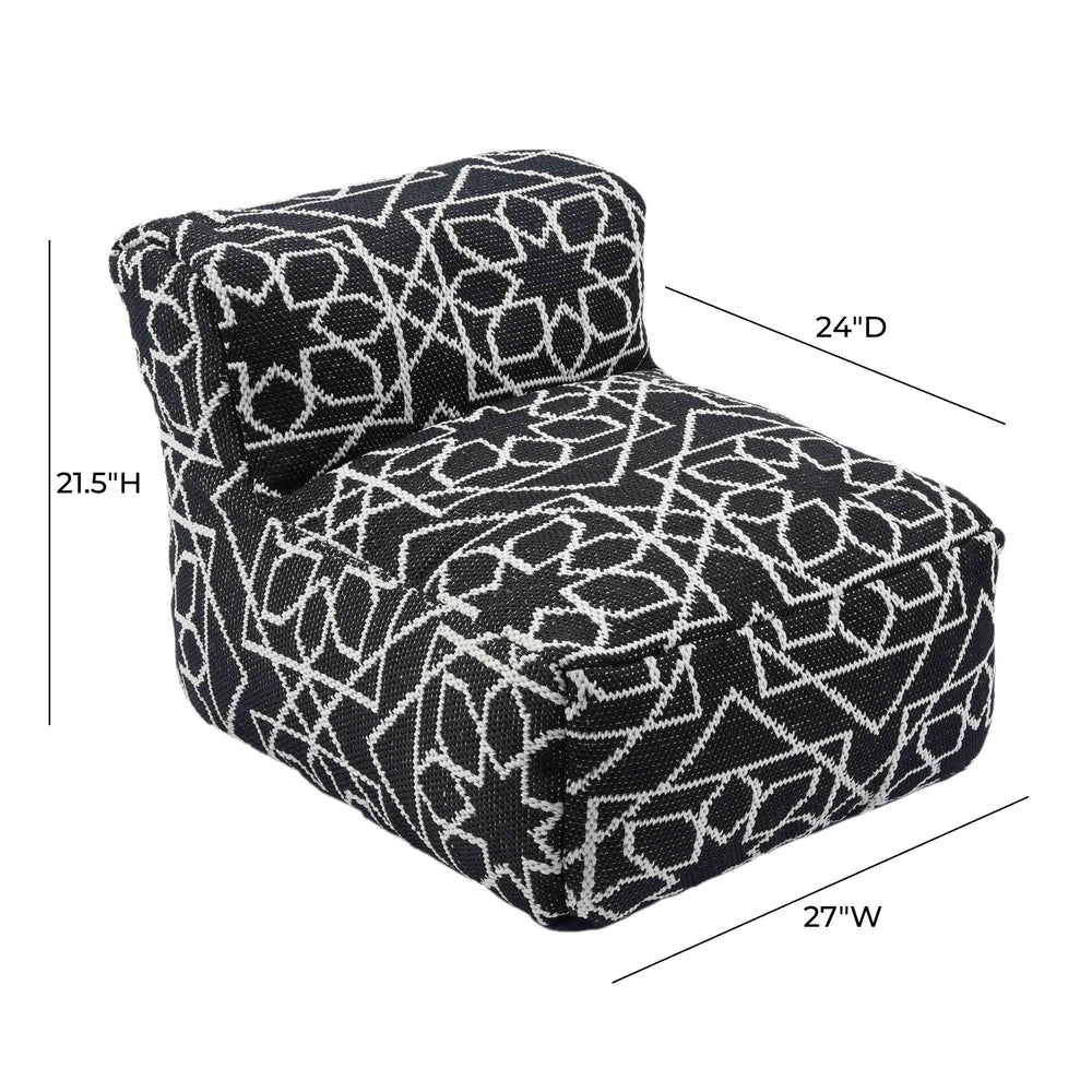 Chiara Indoor / Outdoor Black Accent Pouf dimensions