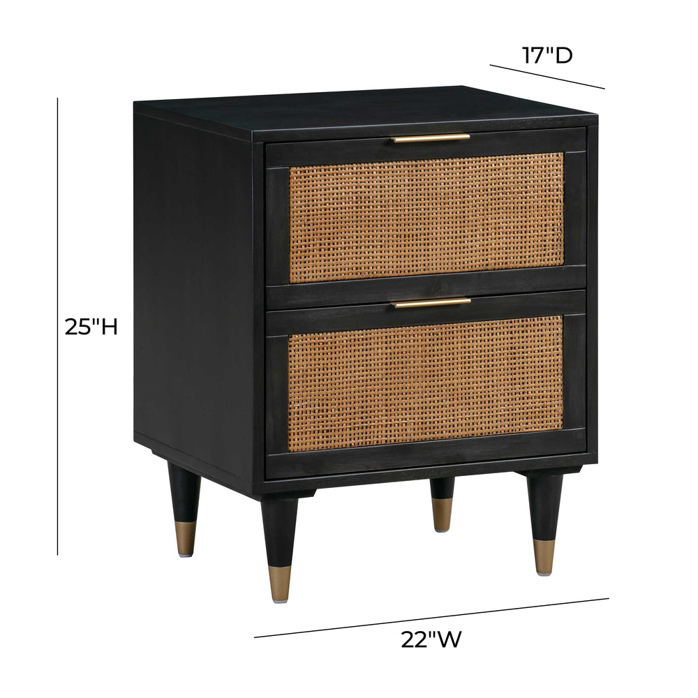 Sierra 22" Cane 2-Drawer Nightstand dimensions