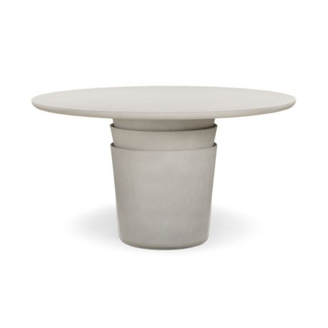 Top down perspective of the 54 inch Margot round faux plaster dining table surface