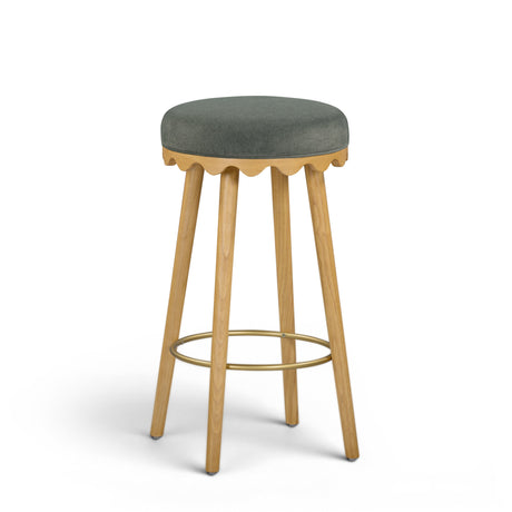 Oodle Performance Vegan Mohair Bar and Counter Stool high angle view showing seat contours