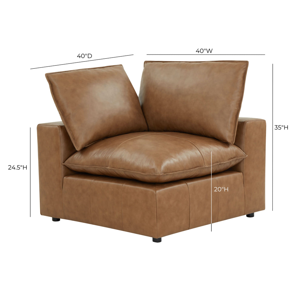 Cali Brown Leather Modular Corner Chair dimensions