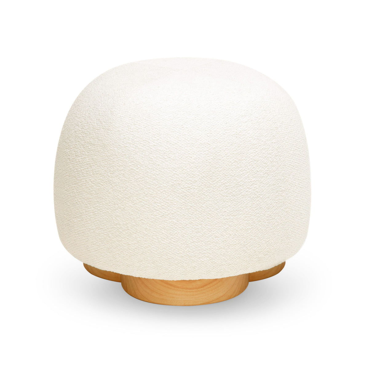 Oopa Swivel Ottoman sculptural clover base silhouette from floor level