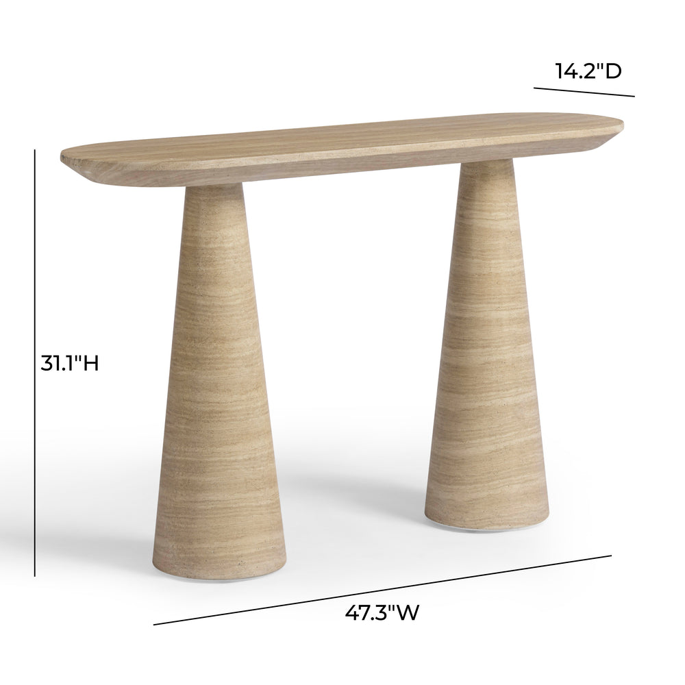 Sandra 47" Faux Travertine Indoor/Outdoor Console Table dimensions