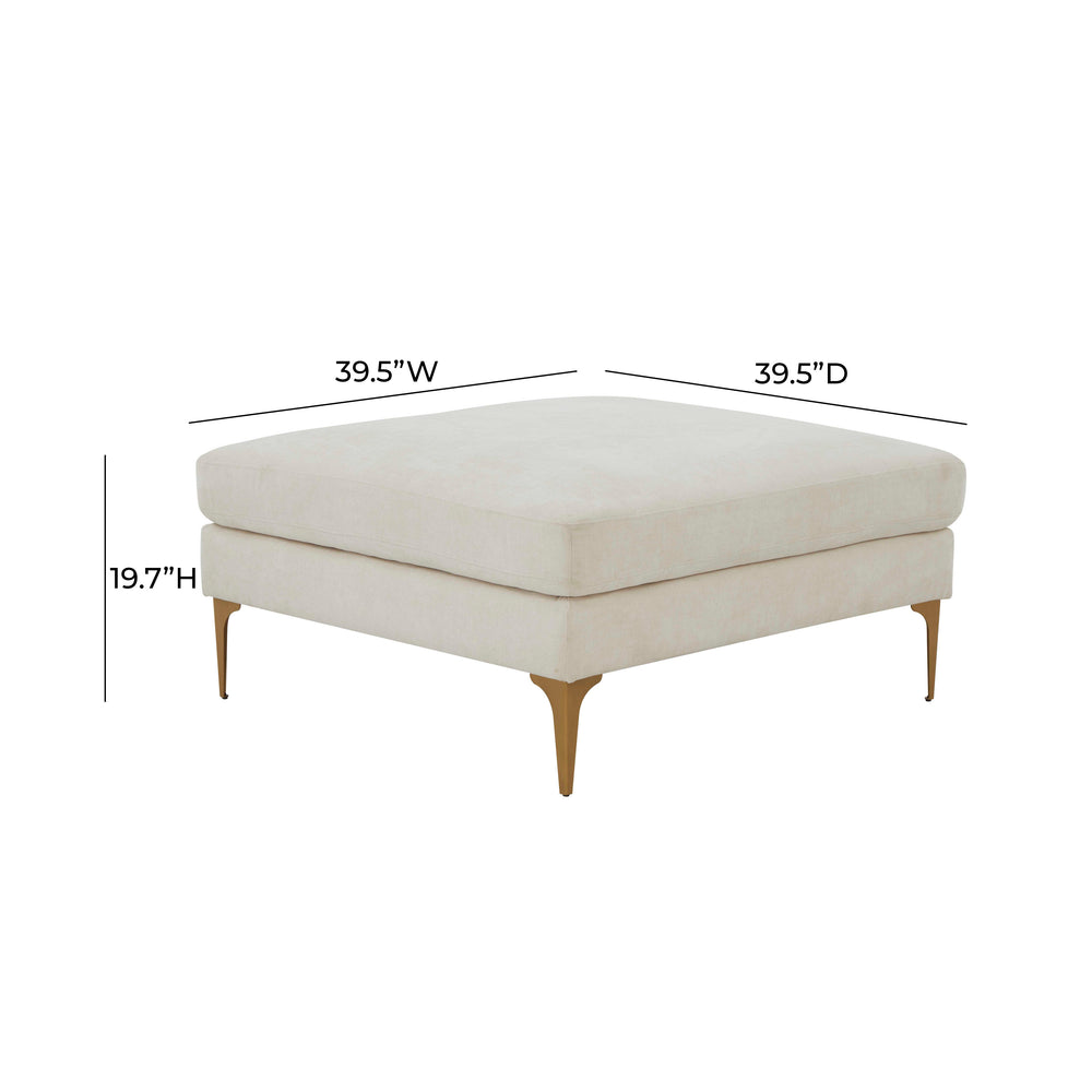 Serena Velvet Ottoman with Brushed Brass Legs & Connecting Brackets - Distressed Velvet, 39.5" Square dimensions