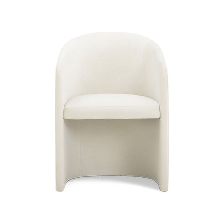 Seraphina performance velvet dining chair angled side profile showing sculptural curves