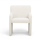 Crawley upholstered dining armchair angle perspective highlighting rounded arms