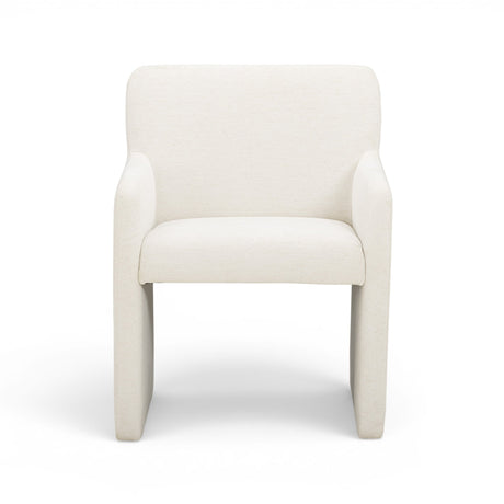 Crawley performance linen chenille dining chair front view showing monolithic silhouette
