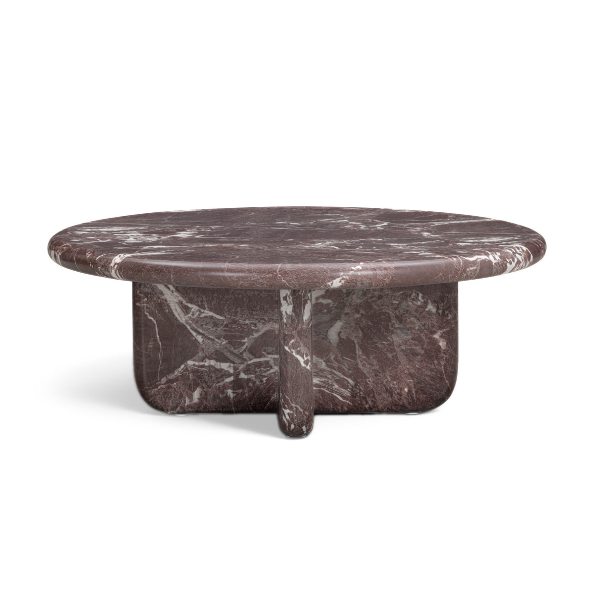 FOAK Juju modern round faux marble outdoor patio coffee table set perspective