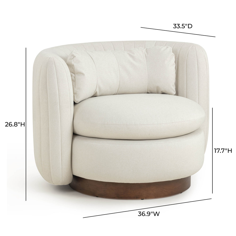 Nura Cream Vegan Mohair Swivel Accent Chair dimensions