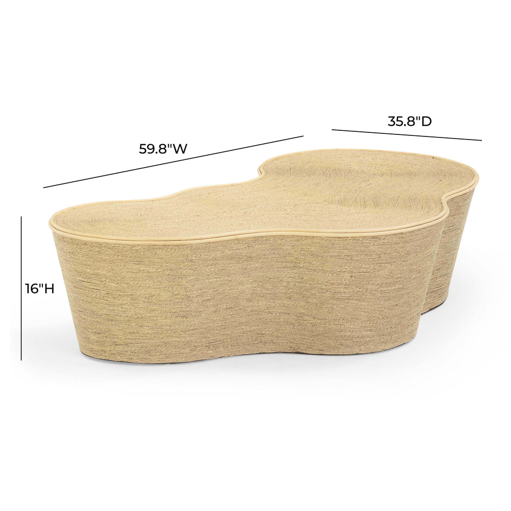 Slab 60" Natural Seagrass Coffee Table dimensions